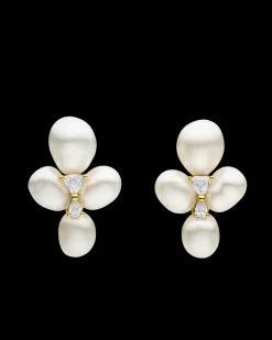 Earrings & Studs^Paspaley Diamond Keshi Cluster Stud Earrings | 7-9mm Keshi Pearls, Diamonds, and Yellow Gold YellowGold