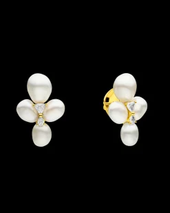 Earrings & Studs^Paspaley Diamond Keshi Cluster Stud Earrings | 7-9mm Keshi Pearls, Diamonds, and Yellow Gold YellowGold