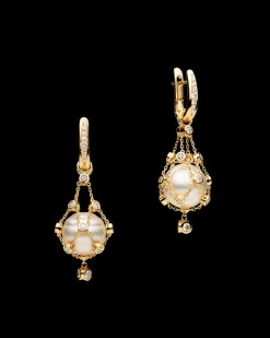 Earrings & Studs^Paspaley Diamond Lavalier Pearl Earrings | 12mm Circle Pearls, Diamonds, and Yellow Gold YellowGold
