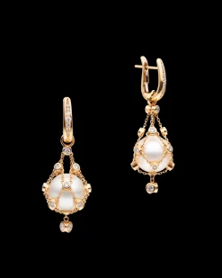Earrings & Studs^Paspaley Diamond Lavalier Pearl Earrings | 12mm Round Pearls, Diamonds, and Rose Gold RoseGold