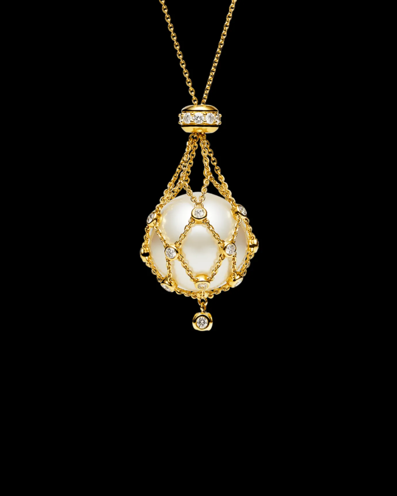 Necklaces & Pendants^Paspaley Diamond Lavalier Pearl Necklace | 15mm Round Pearl, Diamonds, and Yellow Gold YellowGold