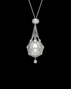 Necklaces & Pendants^Paspaley Diamond Lavalier Pearl Necklace | 15mm Button Pearl, Diamonds, and White Gold