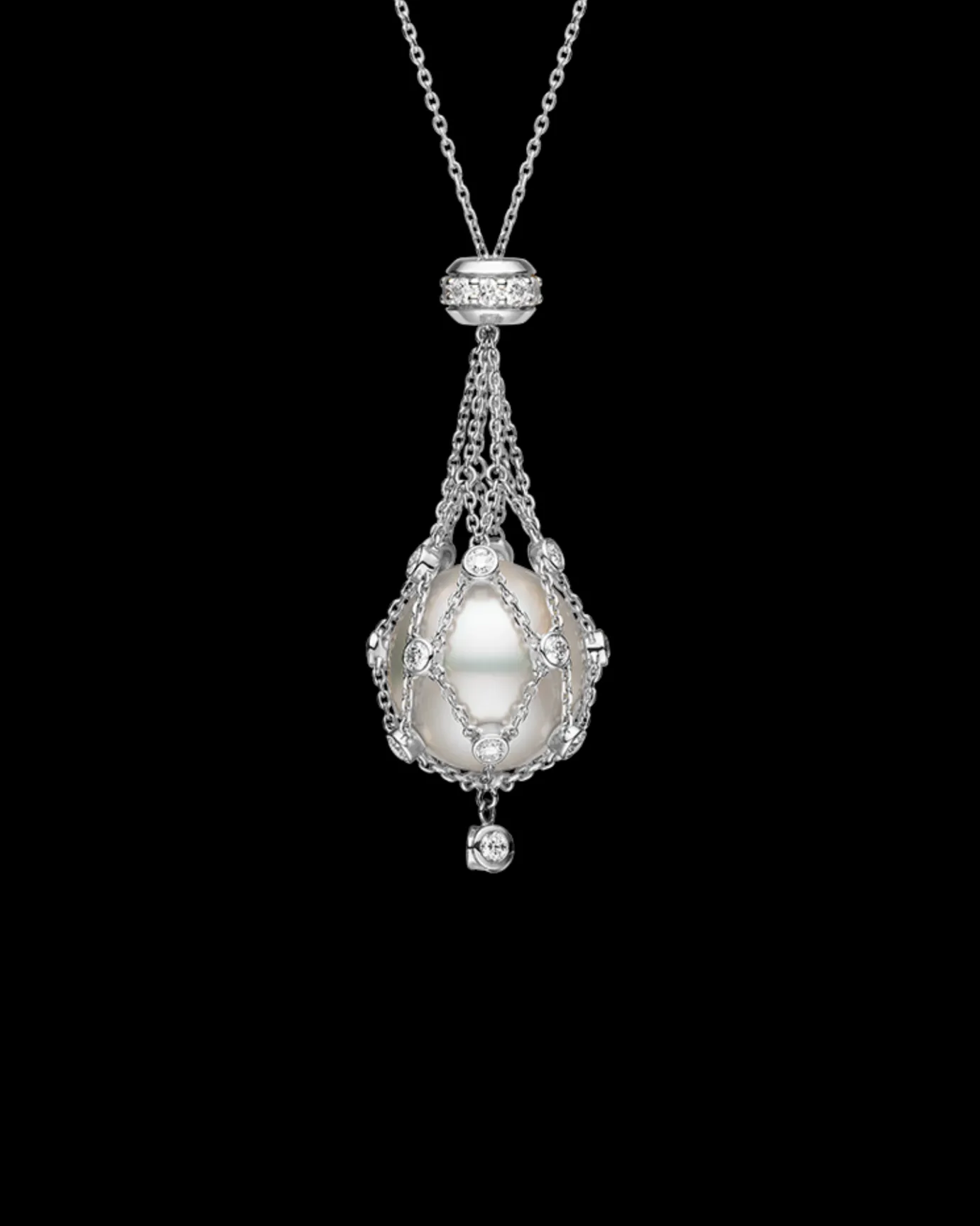 Necklaces & Pendants^Paspaley Diamond Lavalier Pearl Necklace | 15mm Button Pearl, Diamonds, and White Gold