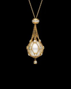 Necklaces & Pendants^Paspaley Diamond Lavalier Pearl Necklace | 15mm Button Pearl, Diamonds, and Yellow Gold
