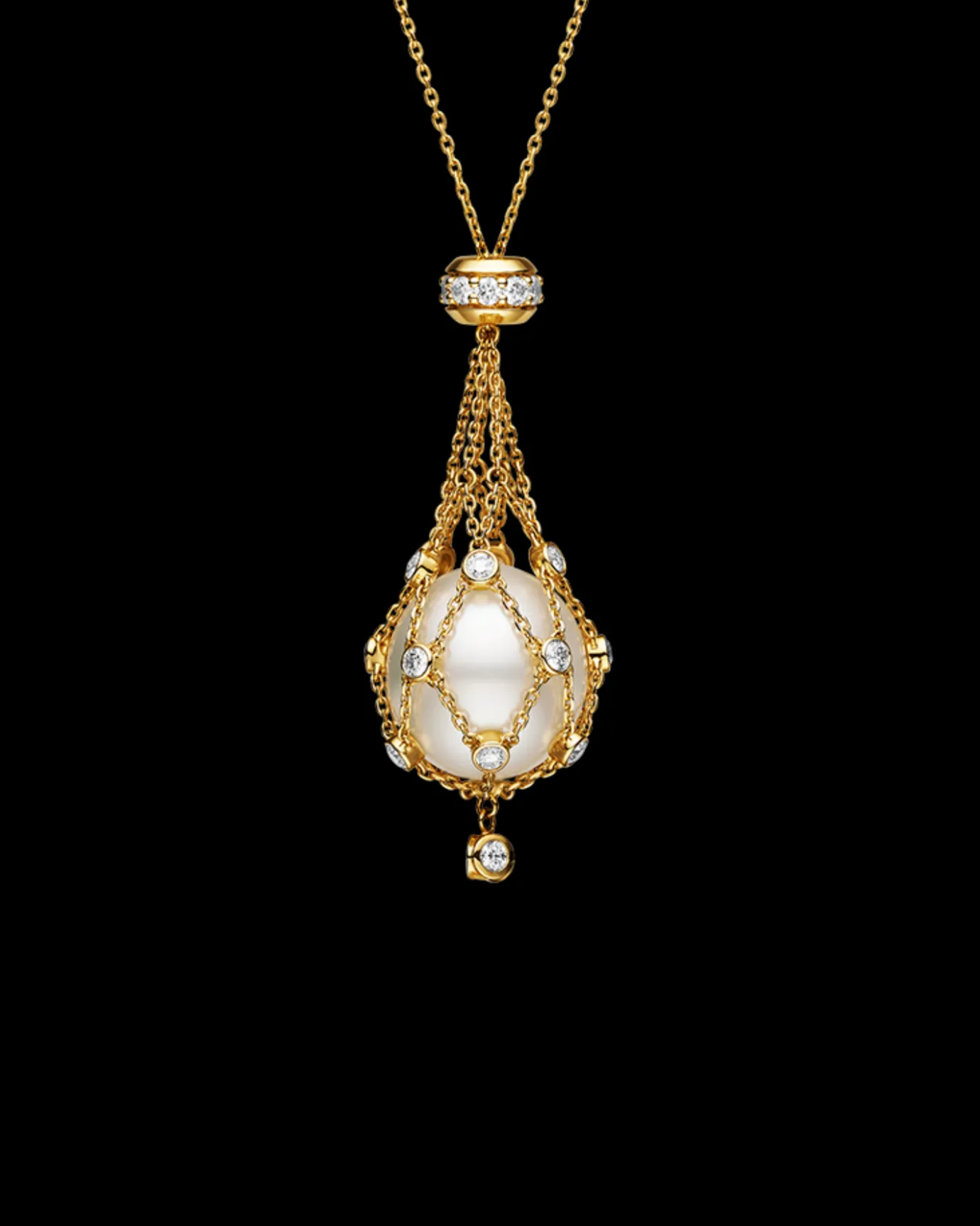 Necklaces & Pendants^Paspaley Diamond Lavalier Pearl Necklace | 15mm Button Pearl, Diamonds, and Yellow Gold