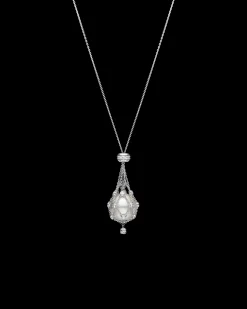 Necklaces & Pendants^Paspaley Diamond Lavalier Pearl Necklace | 15mm Button Pearl, Diamonds, and White Gold