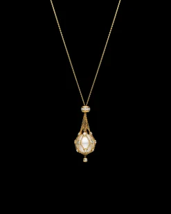 Necklaces & Pendants^Paspaley Diamond Lavalier Pearl Necklace | 15mm Button Pearl, Diamonds, and Yellow Gold