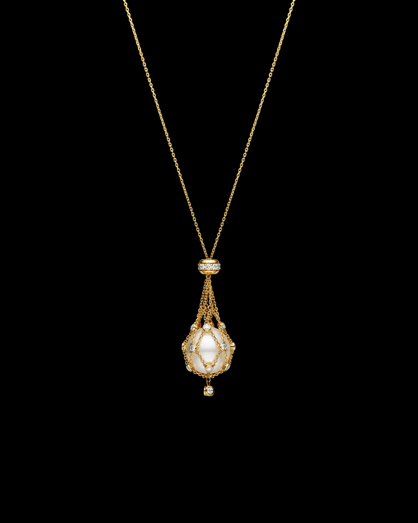 Necklaces & Pendants^Paspaley Diamond Lavalier Pearl Necklace | 15mm Button Pearl, Diamonds, and Yellow Gold