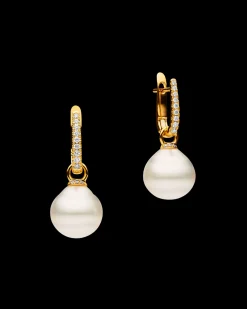Earrings & Studs^Paspaley Diamond Pearls My Way Earrings | 12mm Circle Pearls, Diamonds and Yellow Gold YellowGold