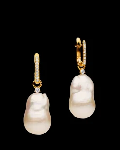 Earrings & Studs^Paspaley Diamond Pearls My Way Earrings | 14mm Baroque Pearls, Diamonds, and Yellow Gold YellowGold