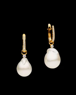 Earrings & Studs^Paspaley Diamond Pearls My Way Earrings | 12mm Baroque Pearls, Diamonds, and Yellow Gold YellowGold
