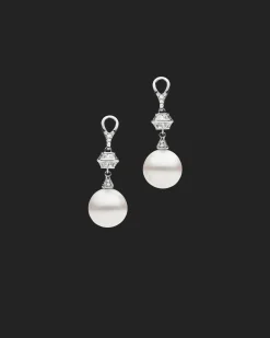 Earrings & Studs^Paspaley Diamond Sea Buoy and Bollard Stud Pearl Earrings | 12mm Semi-Round Pearls, Diamonds and White Gold WhiteGold