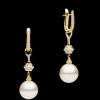 Earrings & Studs^Paspaley Diamond Sea Buoy Pearl Earrings | 12mm Semi-Round Pearls, Diamond, and Yellow Gold YellowGold