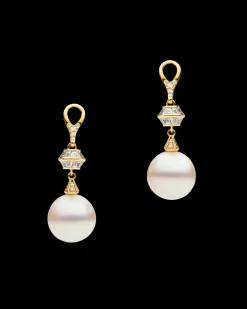 Chains, Charms & Accessories | Earrings & Studs^Paspaley Diamond Sea Buoy Pearl Earring Enhancers | 12mm Semi-Round Pearl, Diamonds and Yellow Gold YellowGold