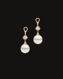 Earrings & Studs^Paspaley Diamond Sea Buoy Pearl Earrings | 12mm Semi-Round Pearls, Diamond, and Yellow Gold YellowGold