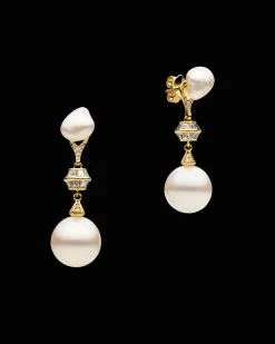 Chains, Charms & Accessories | Earrings & Studs^Paspaley Diamond Sea Buoy Pearl Earring Enhancers | 12mm Semi-Round Pearl, Diamonds and Yellow Gold YellowGold