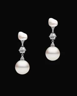 Chains, Charms & Accessories | Earrings & Studs^Paspaley Diamond Sea Buoy Pearl Earring Enhancers | 12mm Semi-Round Pearl, Diamonds and White Gold WhiteGold