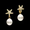 Earrings & Studs^Paspaley Diamond Starfish Pearls My Way Earrings | 13mm Oval Pearls, Diamonds, and Yellow Gold YellowGold