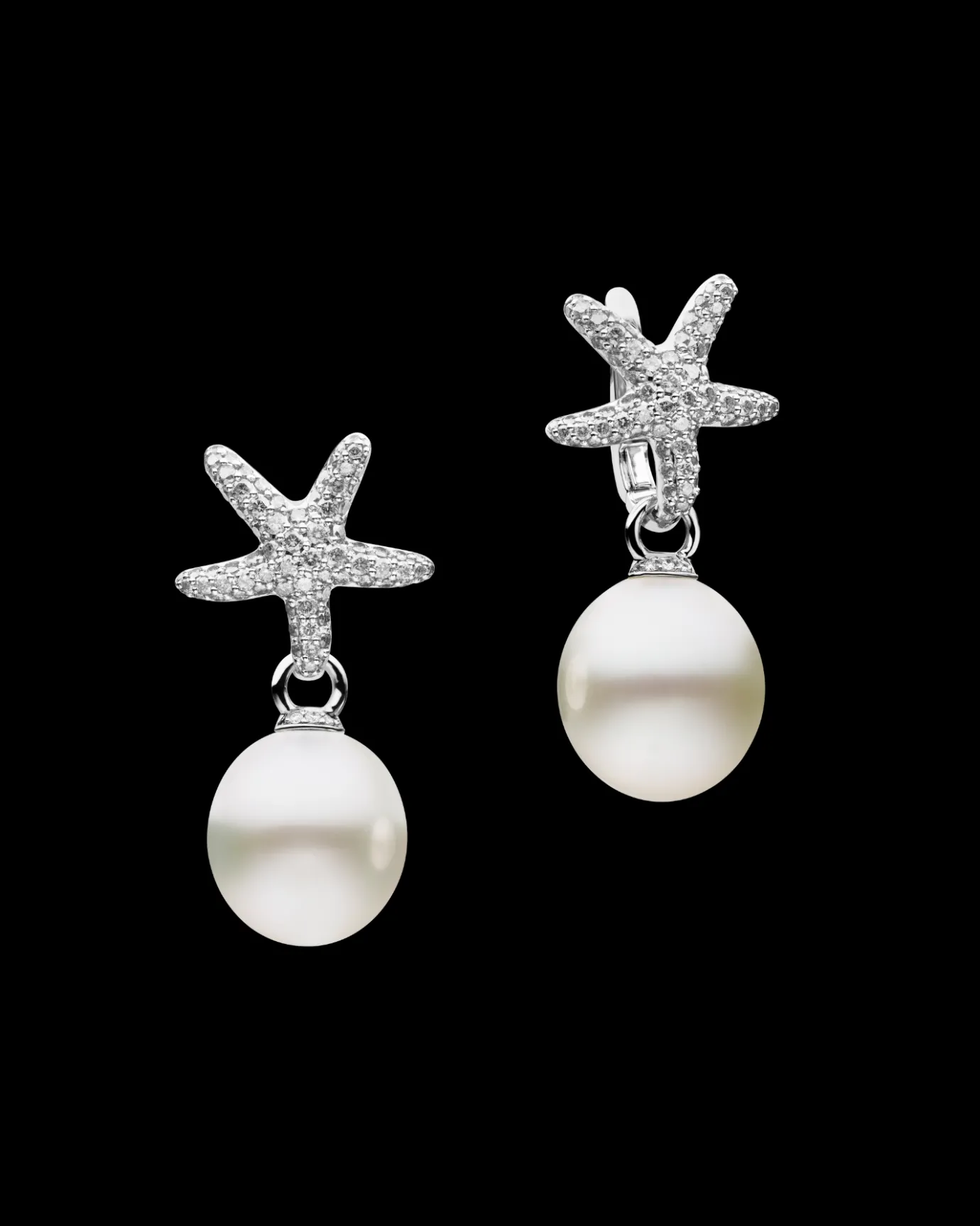 Earrings & Studs^Paspaley Diamond Starfish Pearls My Way Earrings | 13mm Oval Pearls, Diamonds, and White Gold WhiteGold