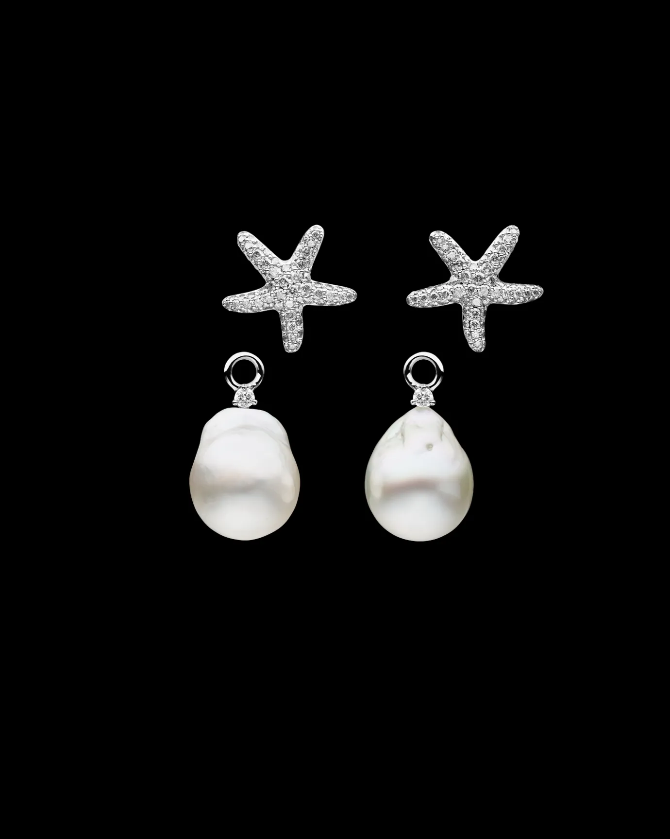 Earrings & Studs^Paspaley Diamond Starfish Pearls My Way Earrings | 14mm Baroque Pearls, Diamonds, and White Gold WhiteGold