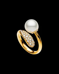 Rings^Paspaley Diamond Touchstone Pearl Ring | 9mm Oval Pearl, Diamonds, and Yellow Gold YellowGold