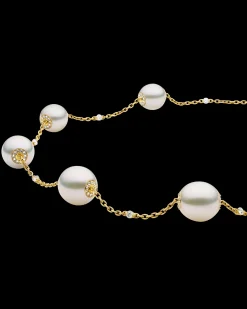 Necklaces & Pendants^Paspaley Diamond Touchstone Pearl Necklace | 10-12mm Oval Pearls, Diamonds, and Yellow Gold YellowGold