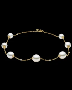 Necklaces & Pendants^Paspaley Diamond Touchstone Pearl Necklace | 10-12mm Oval Pearls, Diamonds, and Yellow Gold YellowGold