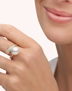 Rings^Paspaley Diamond Touchstone Pearl Ring | 9mm Oval Pearl, Diamonds, and Yellow Gold YellowGold