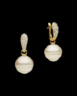 Earrings & Studs^Paspaley Diamond Touchstone Pearls My Way Earrings | 14mm Circle Pearls, Diamonds and Yellow Gold YellowGold