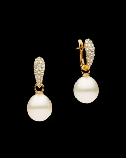 Earrings & Studs^Paspaley Diamond Touchstone Pearls My Way Pearl Earrings | 12mm Oval Pearls, Diamonds, and Yellow Gold YellowGold