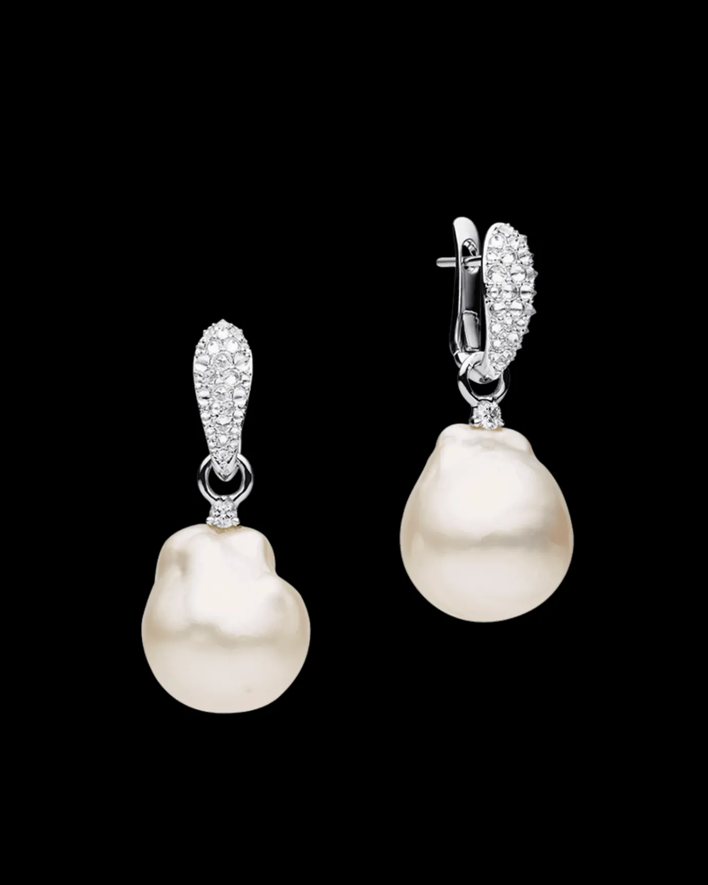 Earrings & Studs^Paspaley Diamond Touchstone Pearls My Way Earrings | 14mm Baroque Pearls, Diamonds, and White Gold WhiteGold