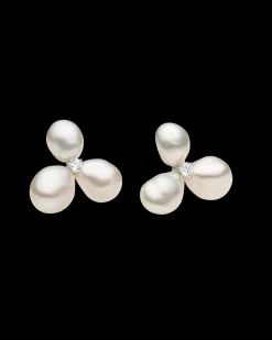Earrings & Studs^Paspaley Diamond Triple Keshi Pearl Stud Earrings | 7-9mm Keshi Pearls, Diamonds, and Platinum