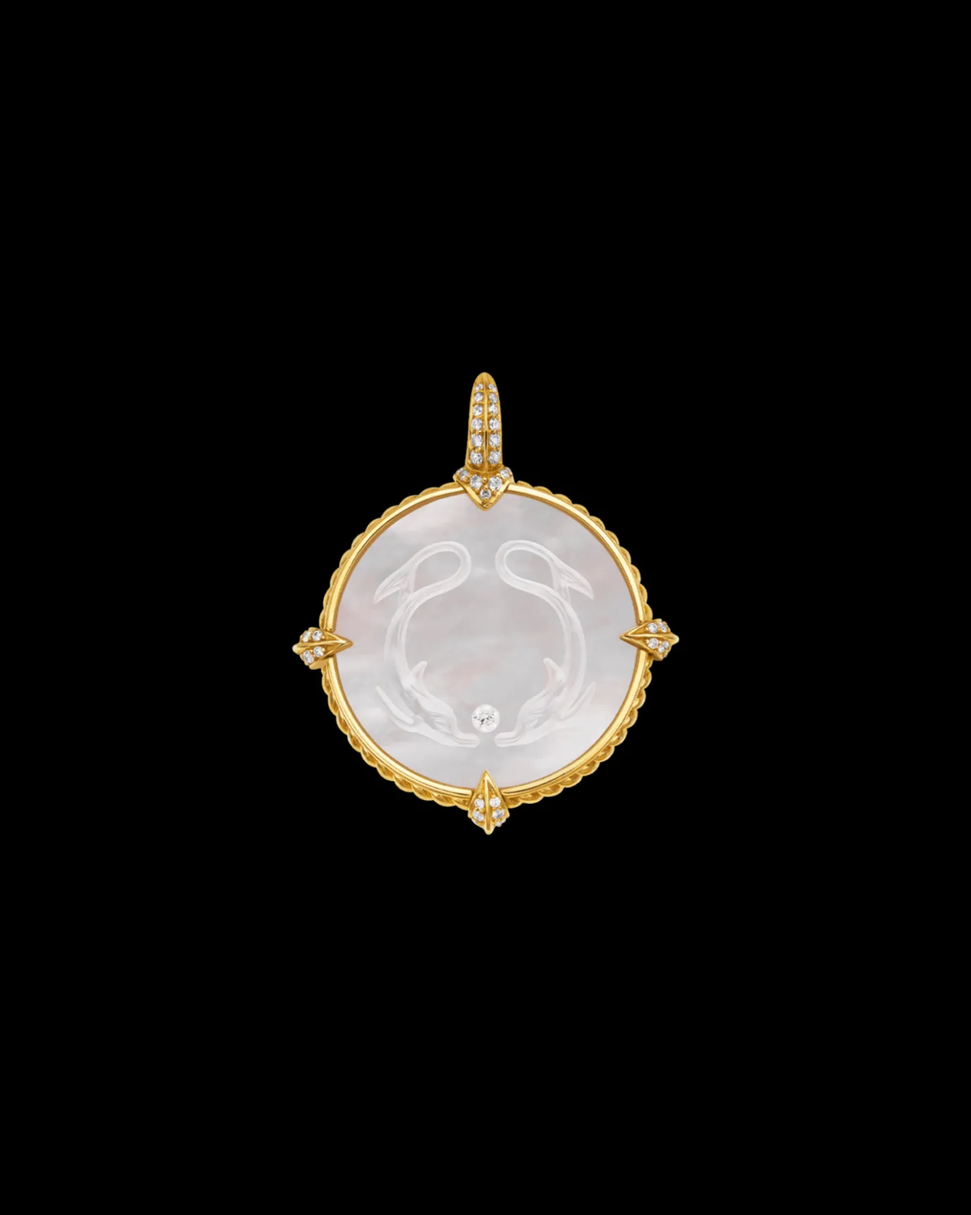 Chains, Charms & Accessories^Paspaley Dolphin Coin Charm | Mother of Pearl, Diamonds, and Yellow Gold YellowGold