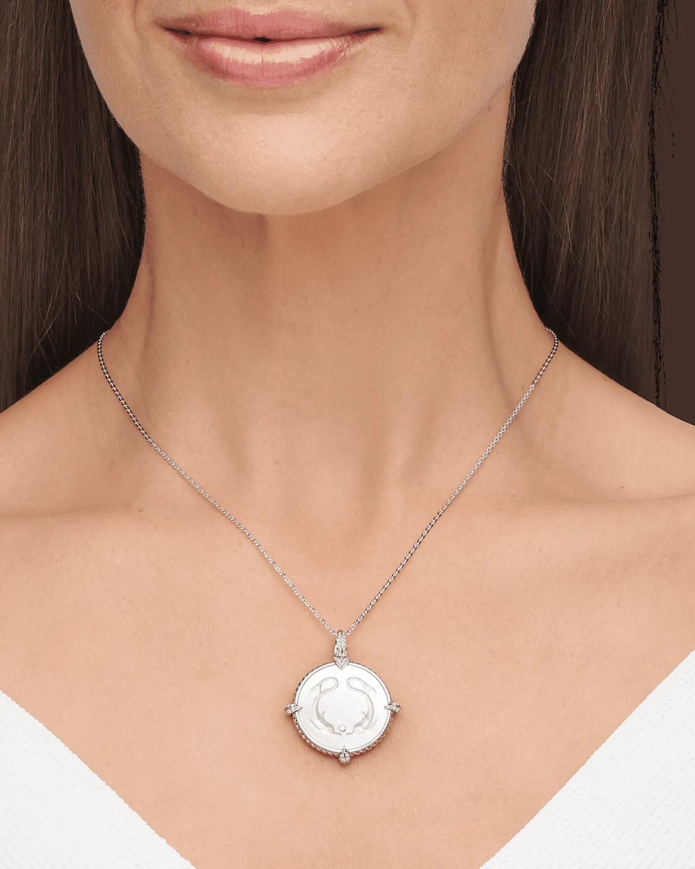 Chains, Charms & Accessories^Paspaley Dolphin Coin Charm | Mother of Pearl, Diamonds, and White Gold WhiteGold