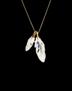 Necklaces & Pendants^Paspaley Double Feather Necklace | Mother of Pearl, Sapphires, and Yellow Gold YellowGold