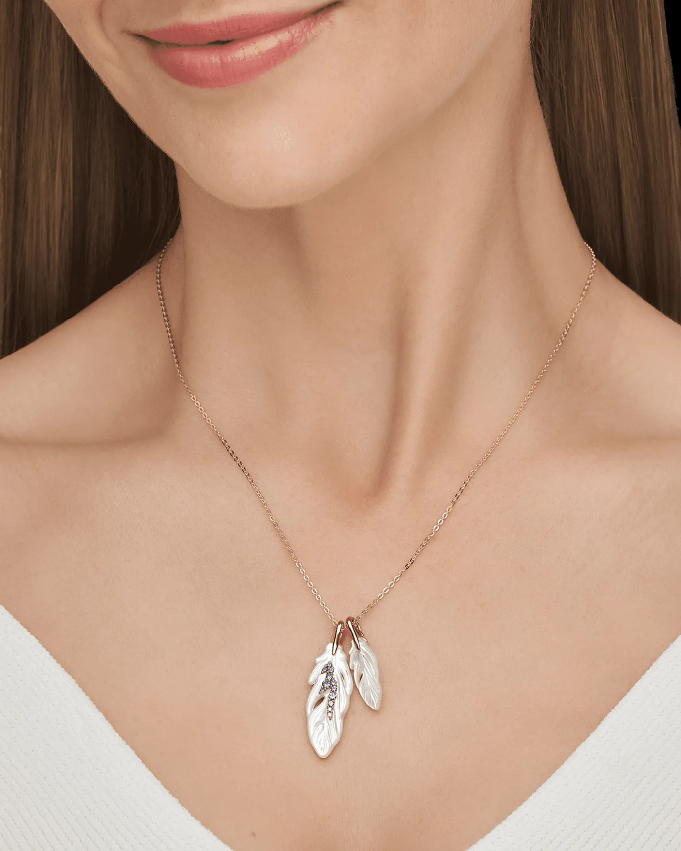 Necklaces & Pendants^Paspaley Double Feather Necklace | Mother of Pearl, Sapphires, and Yellow Gold YellowGold
