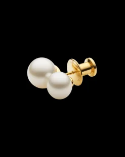 Chains, Charms & Accessories^Paspaley Double Pearl Lapel Pin | 9mm Keshi Pearl, 12mm Button Pearl, and Yellow Gold YellowGold