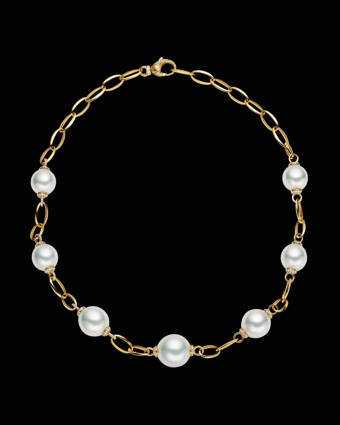 Necklaces & Pendants^Paspaley Eternity Pearl Necklace | 12-15mm Oval Pearls, Diamonds, and Yellow Gold YellowGold