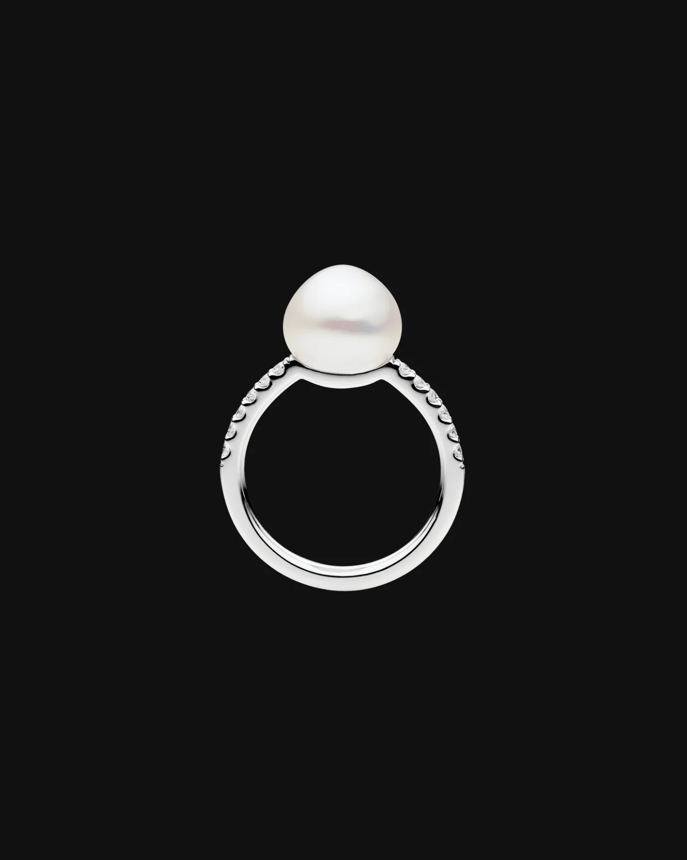 Rings^Paspaley Eternity Pearl Ring | 10mm Keshi Pearl, Diamonds, and White Gold WhiteGold