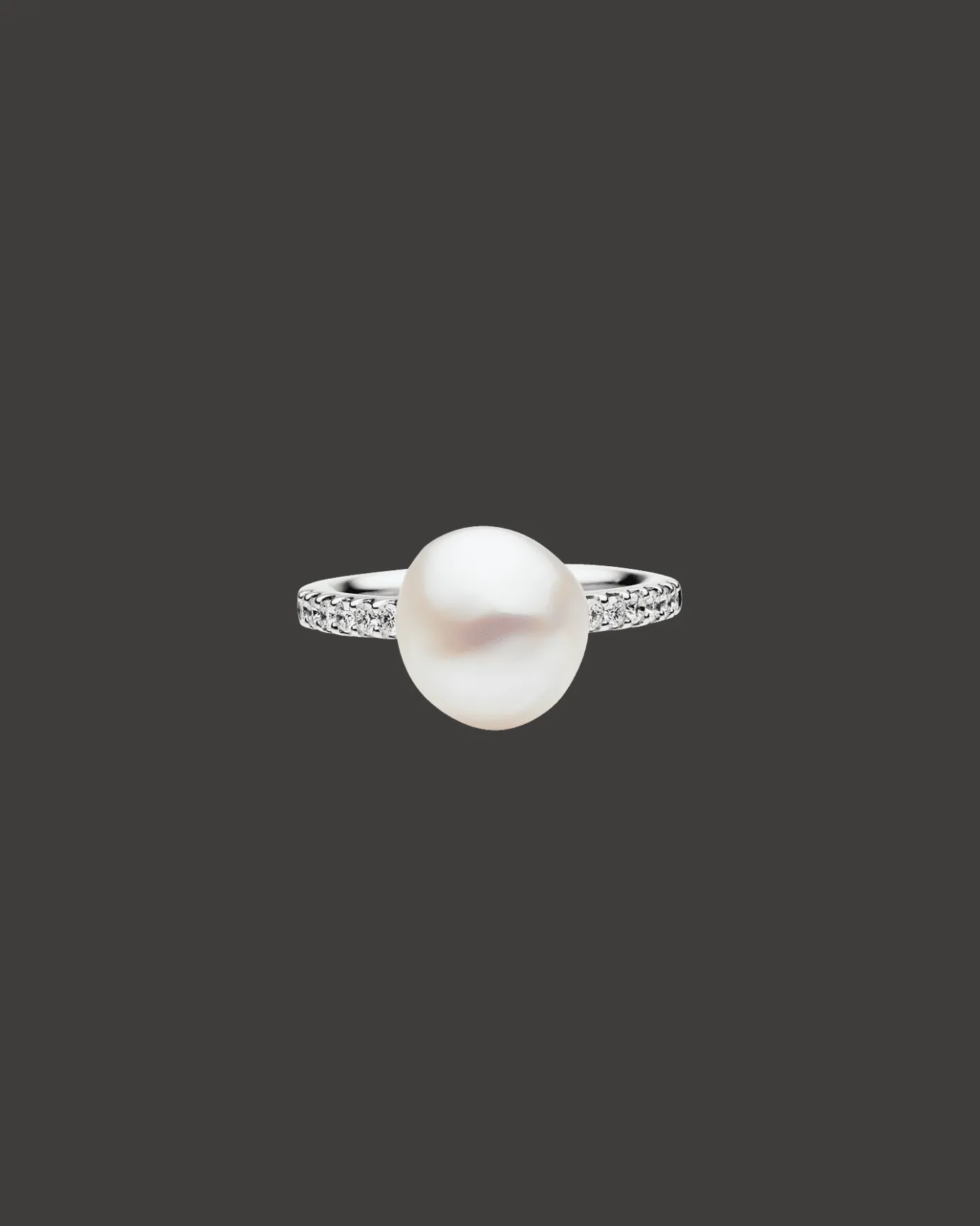 Rings^Paspaley Eternity Pearl Ring | 10mm Keshi Pearl, Diamonds, and White Gold WhiteGold