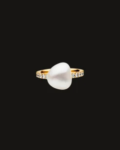Rings^Paspaley Eternity Pearl Ring | 10mm Keshi Pearl, Diamonds, and Yellow Gold YellowGold