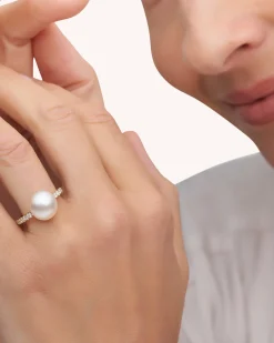 Rings^Paspaley Eternity Pearl Ring | 10mm Keshi Pearl, Diamonds, and Yellow Gold YellowGold