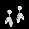 Earrings & Studs^Paspaley Feather Mother of Pearl and Keshi Stud Earrings | 8mm Keshi Pearls, Mother Of Pearl, Diamonds and Yellow Gold