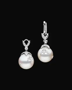 Chains, Charms & Accessories | Earrings & Studs^Paspaley Full Moon Pearl Earring Enhancers | 14mm Round Pearls, Diamonds, and White Gold WhiteGold