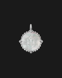 Chains, Charms & Accessories^Paspaley Gemini Coin Charm | Mother of Pearl, Diamonds, and White Gold WhiteGold