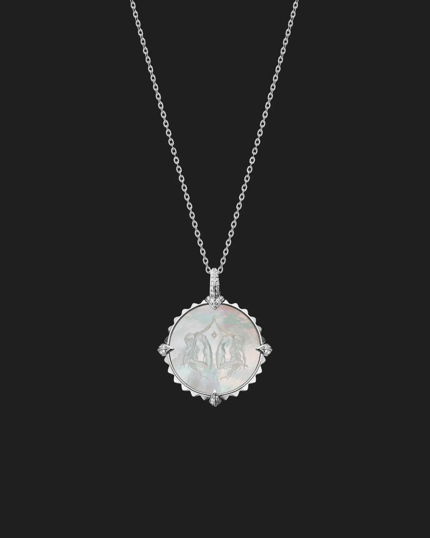 Chains, Charms & Accessories^Paspaley Gemini Coin Charm | Mother of Pearl, Diamonds, and White Gold WhiteGold