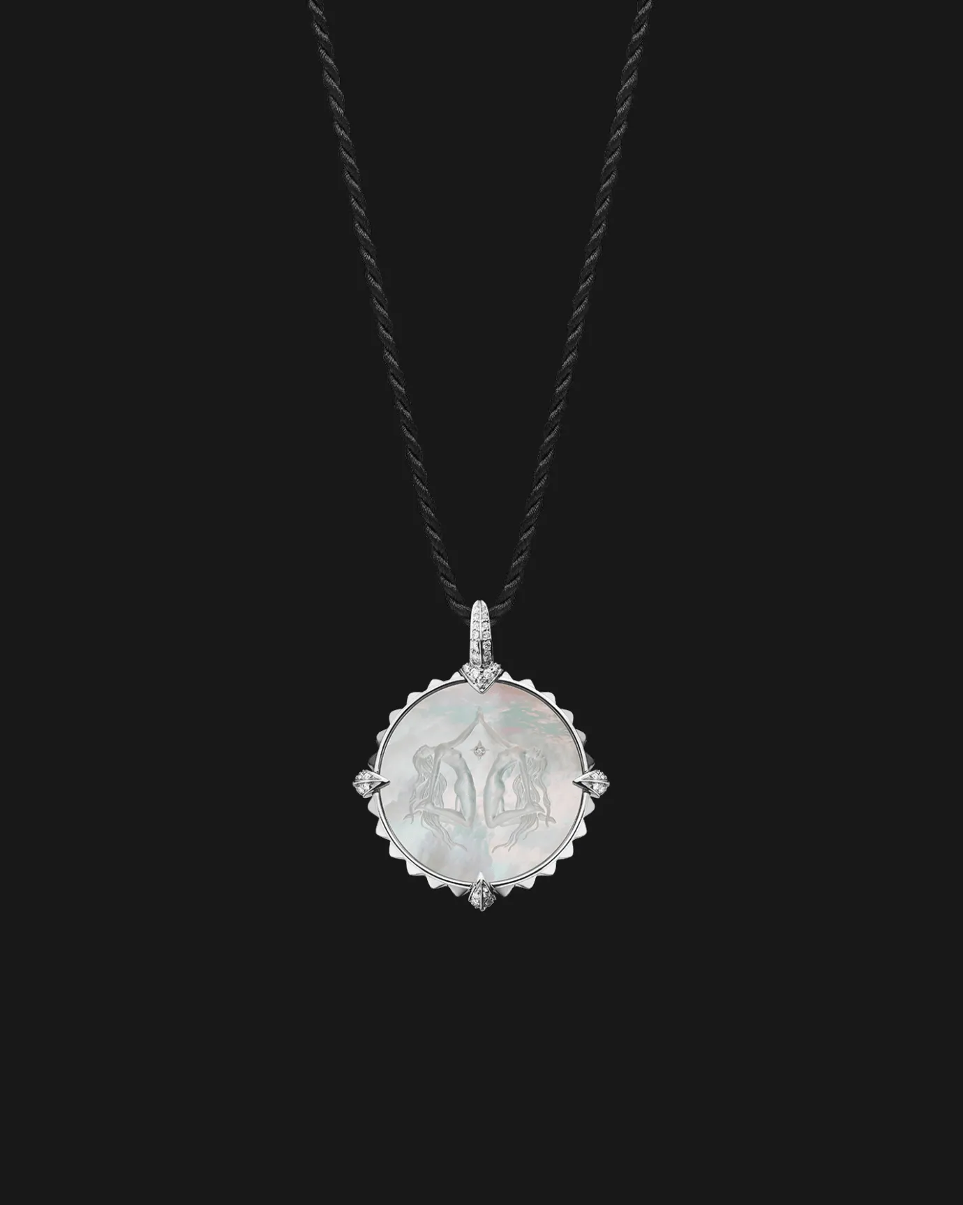 Chains, Charms & Accessories^Paspaley Gemini Coin Charm | Mother of Pearl, Diamonds, and White Gold WhiteGold