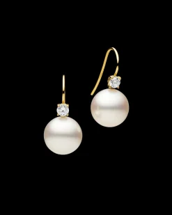 Earrings & Studs^Paspaley Grace Pearl Earrings | 13mm Round Pearls, Diamonds, and Yellow Gold YellowGold