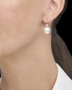 Earrings & Studs^Paspaley Grace Pearl Earrings | 11mm Round Pearls, Diamonds, and Yellow Gold YellowGold