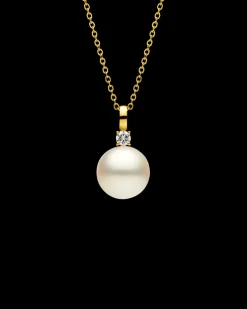 Necklaces & Pendants^Paspaley Grace Pearl Pendant | 14mm Semi-Round Pearl, Diamond, and Yellow Gold YellowGold